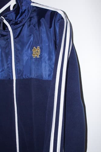 ADIDAS Navy Blue Men's White Stipe Jacket Size M College Notre Dame Logo - Thumbnail 4