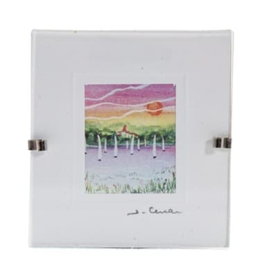 Jimageme France Watercolor Sailboat Scenic Print Dollhouse Miniature Wall Art - Image 1