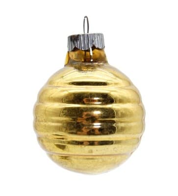 Vintage SHINY BRITE Yellow Bumpy Round Lantern Glass Christmas Ornament - Image 1