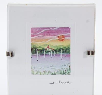 Jimageme France Watercolor Sailboat Scenic Print Dollhouse Miniature Wall Art - Thumbnail 2