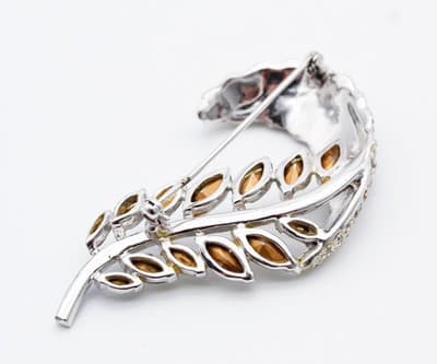 Vintage Silver Tone Blue & Clear Marquise & Baguette Cut Rhinestone Pin Brooch - Thumbnail 3