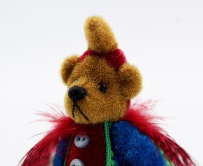 LITTLE GEM TEDDY BEAR Dollhouse Miniature Harlequin KIKI Jointed Handmade Bear - Thumbnail 7