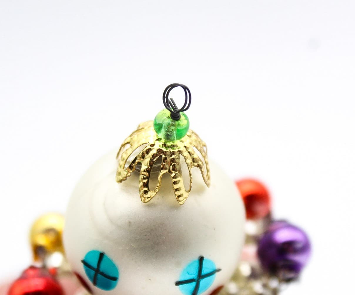 Vintage European Wiggle Man Clown Beaded Glass Christmas Ornament 3.5" - Thumbnail 4