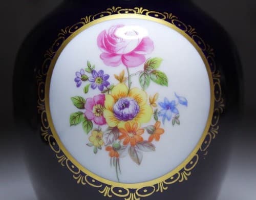 Vintage JLMENAU Graf Von Henneberg Echt Kobalt Porcelain Vase - Thumbnail 3