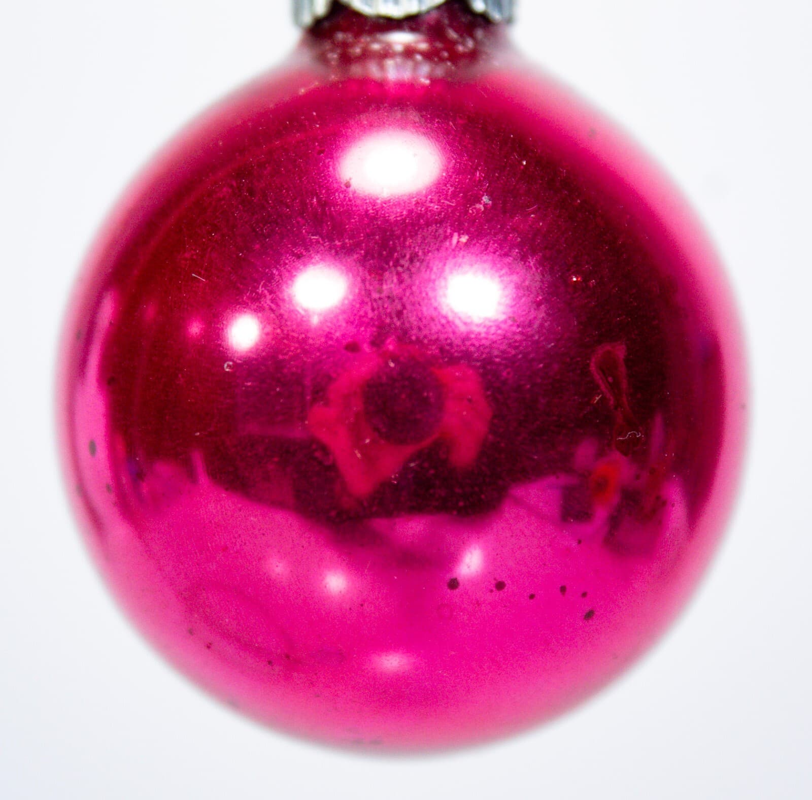 Vintage SHINY BRITE Solid Round Pink Small Glass Christmas Ornament - Thumbnail 2