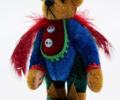 LITTLE GEM TEDDY BEAR Dollhouse Miniature Harlequin KIKI Jointed Handmade Bear - Thumbnail 6