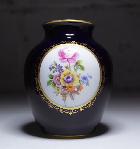 Vintage JLMENAU Graf Von Henneberg Echt Kobalt Porcelain Vase - Thumbnail 2