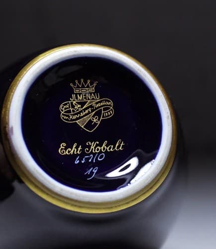 Vintage JLMENAU Graf Von Henneberg Echt Kobalt Porcelain Vase - Thumbnail 5