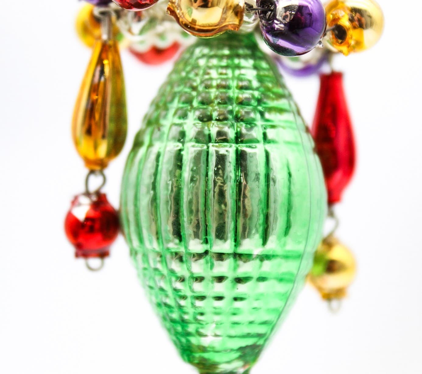 Vintage European Wiggle Man Clown Beaded Glass Christmas Ornament 3.5" - Thumbnail 5