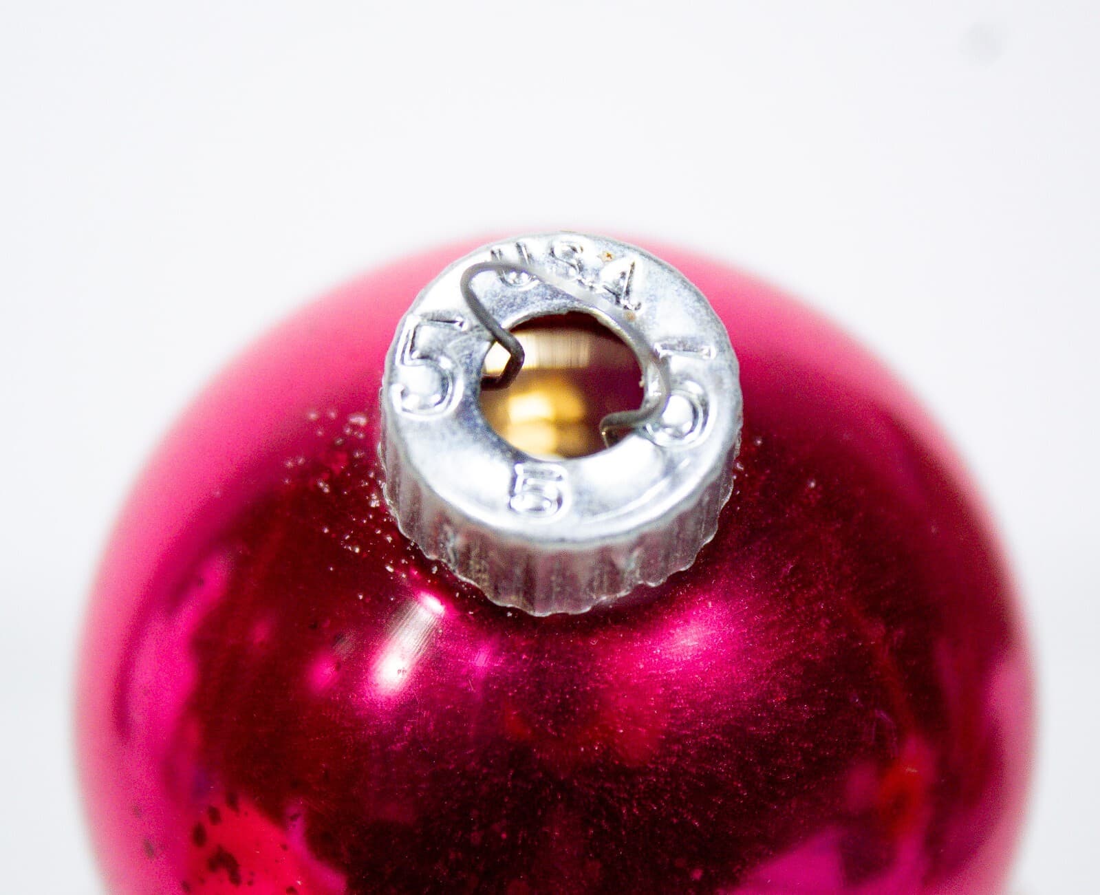 Vintage SHINY BRITE Solid Round Pink Small Glass Christmas Ornament - Thumbnail 4