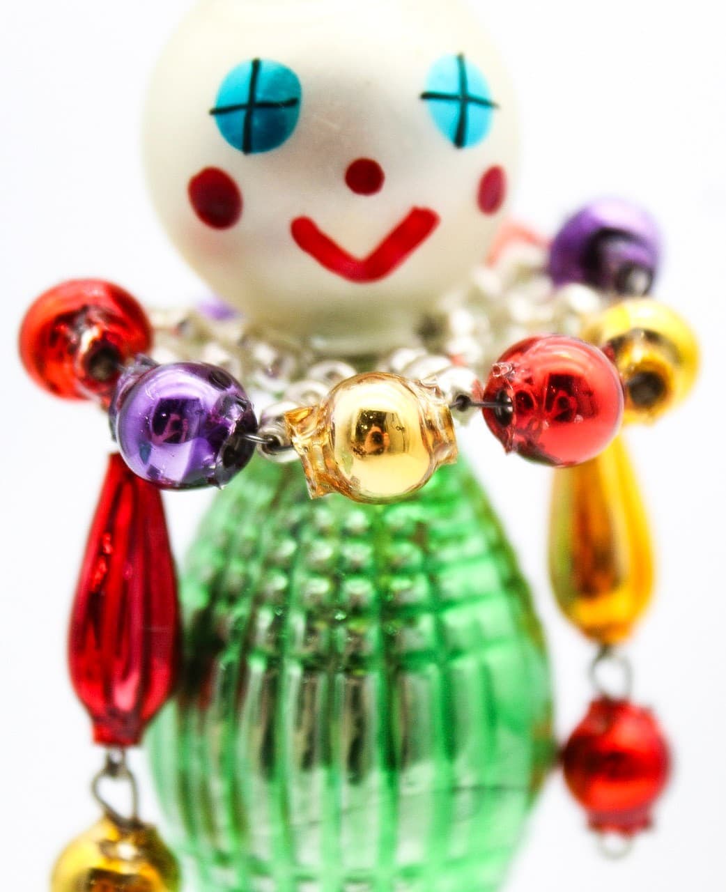 Vintage European Wiggle Man Clown Beaded Glass Christmas Ornament 3.5" - Thumbnail 9