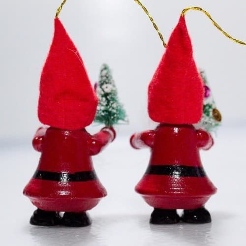 2 Vintage Wood Crafted Santa Claus Hand Painted Hanging Christmas Ornaments - Thumbnail 4