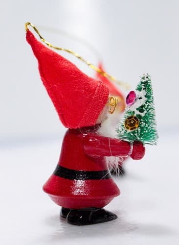 2 Vintage Wood Crafted Santa Claus Hand Painted Hanging Christmas Ornaments - Thumbnail 3