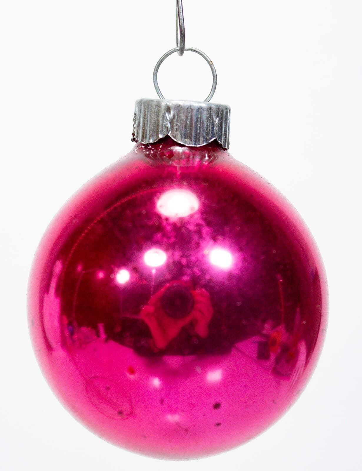 Vintage SHINY BRITE Solid Round Pink Small Glass Christmas Ornament - Image 1