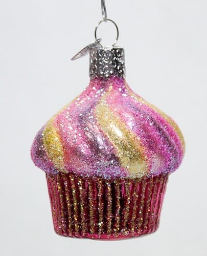 OWC Old World Christmas Glittery Colorful Glass Cupcake Christmas Ornament - Thumbnail 5