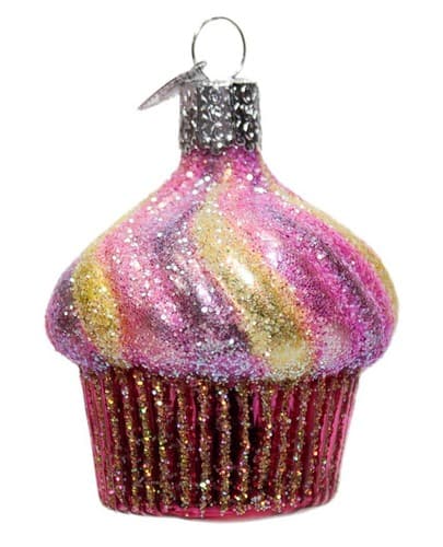 OWC Old World Christmas Glittery Colorful Glass Cupcake Christmas Ornament - Image 1