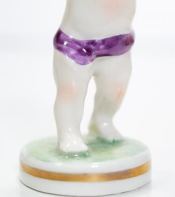 MULLER VOLKSTEDT Dresden Hand Painted Musician Cherub Porcelain Figurine - Thumbnail 3
