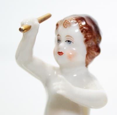 MULLER VOLKSTEDT Dresden Hand Painted Musician Cherub Porcelain Figurine - Thumbnail 2