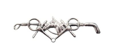 Vintage Sterling Silver 925 Horse Tack Crop Bar Pin Brooch - Image 1