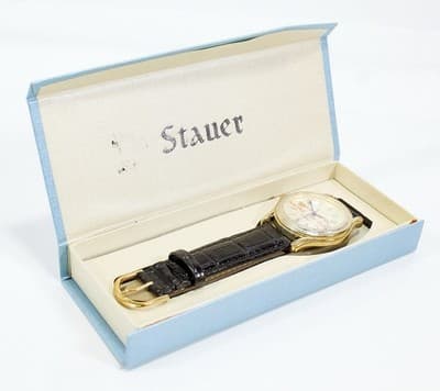 Vintage STAUER Metropolitan Black Leather Strap Wristwatch NIB - Thumbnail 2