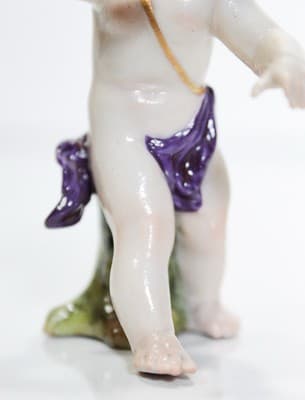 MULLER VOLKSTEDT Hand Painted Dresden Germany Cherub Porcelain Figurine - Thumbnail 2