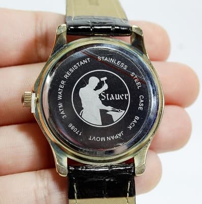 Vintage STAUER Metropolitan Black Leather Strap Wristwatch NIB - Thumbnail 4