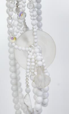 Vintage Hand Crafted Natural White Malachite & Glass Floral Beaded Multi-Strand - Thumbnail 6