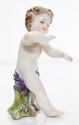 MULLER VOLKSTEDT Hand Painted Dresden Germany Cherub Porcelain Figurine - Thumbnail 4