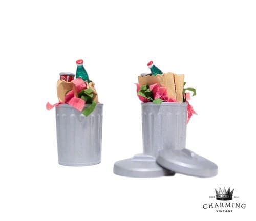 DEPARTMENT 56 "Christmas Trash Cans" 5209-4 Christmas Porcelain Figurines 2pc - Image 1