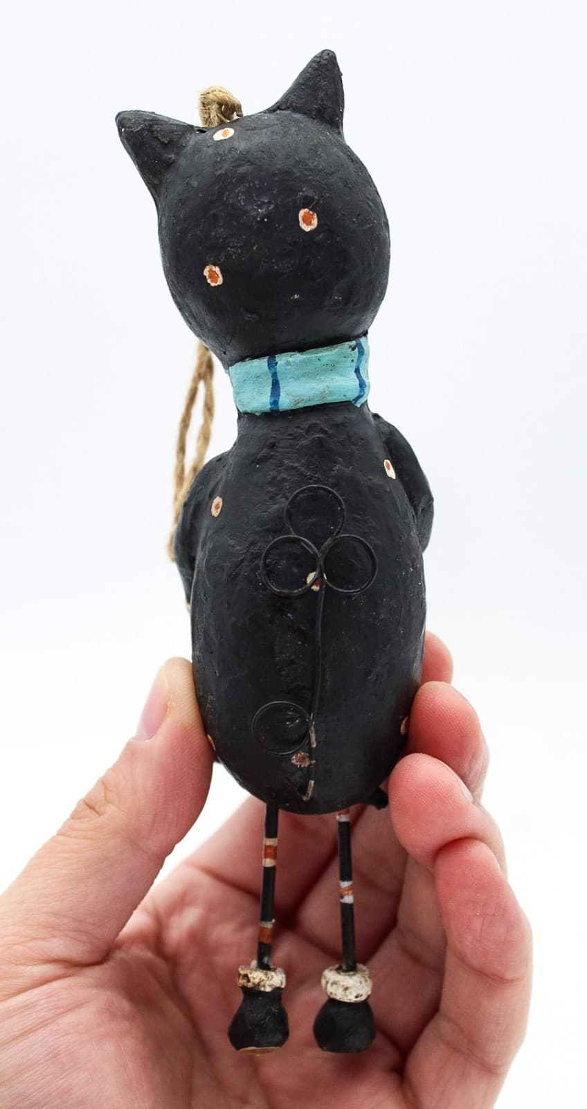 Lori Mitchell Cat Girl Trick Or Treat Folk Art Halloween Christmas Ornament - Thumbnail 3