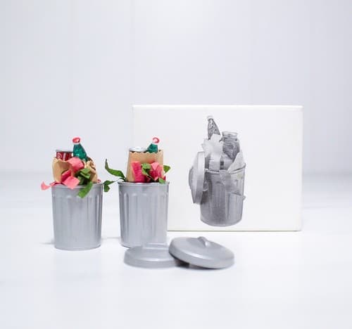 DEPARTMENT 56 "Christmas Trash Cans" 5209-4 Christmas Porcelain Figurines 2pc - Thumbnail 2