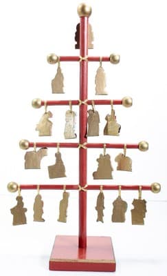 Vintage Wood Christmas Tree w/ 17 Hand Painted Ornaments Germany Extremely RARE - Thumbnail 2