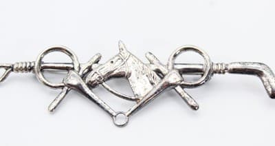 Vintage Sterling Silver 925 Horse Tack Crop Bar Pin Brooch - Thumbnail 2