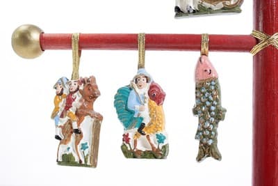 Vintage Wood Christmas Tree w/ 17 Hand Painted Ornaments Germany Extremely RARE - Thumbnail 7
