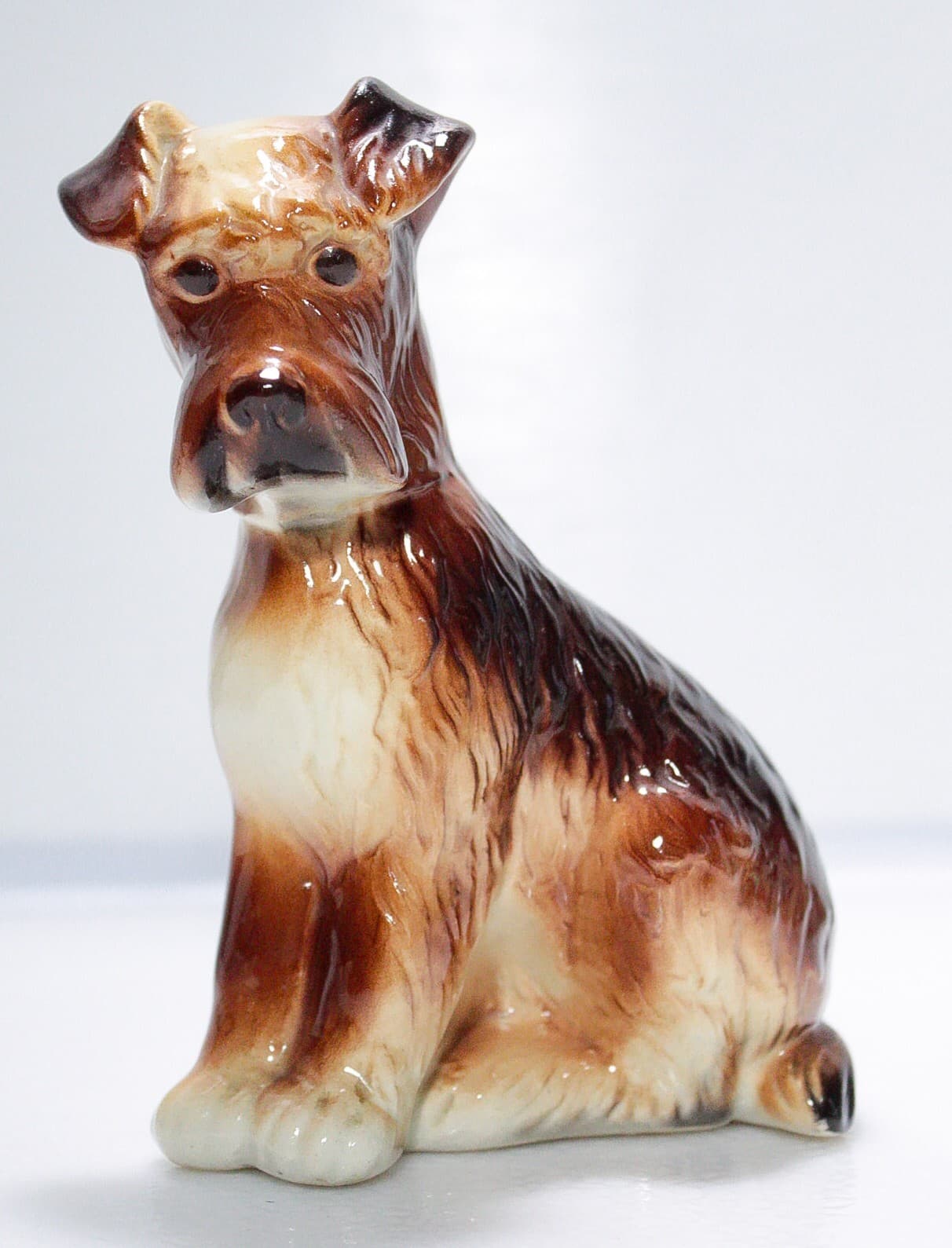 Vintage Hand Painted Fox Terrier Dog Brown & Black Porcelain Figurine - Thumbnail 5