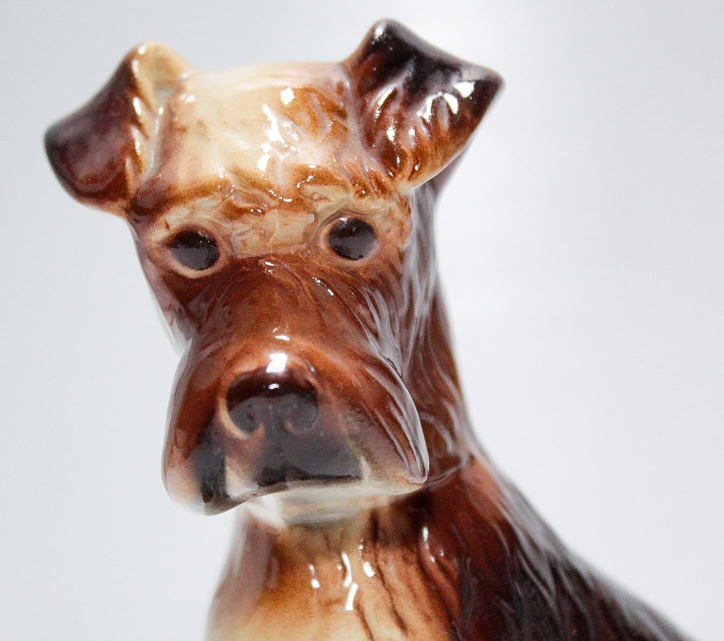 Vintage Hand Painted Fox Terrier Dog Brown & Black Porcelain Figurine - Thumbnail 2