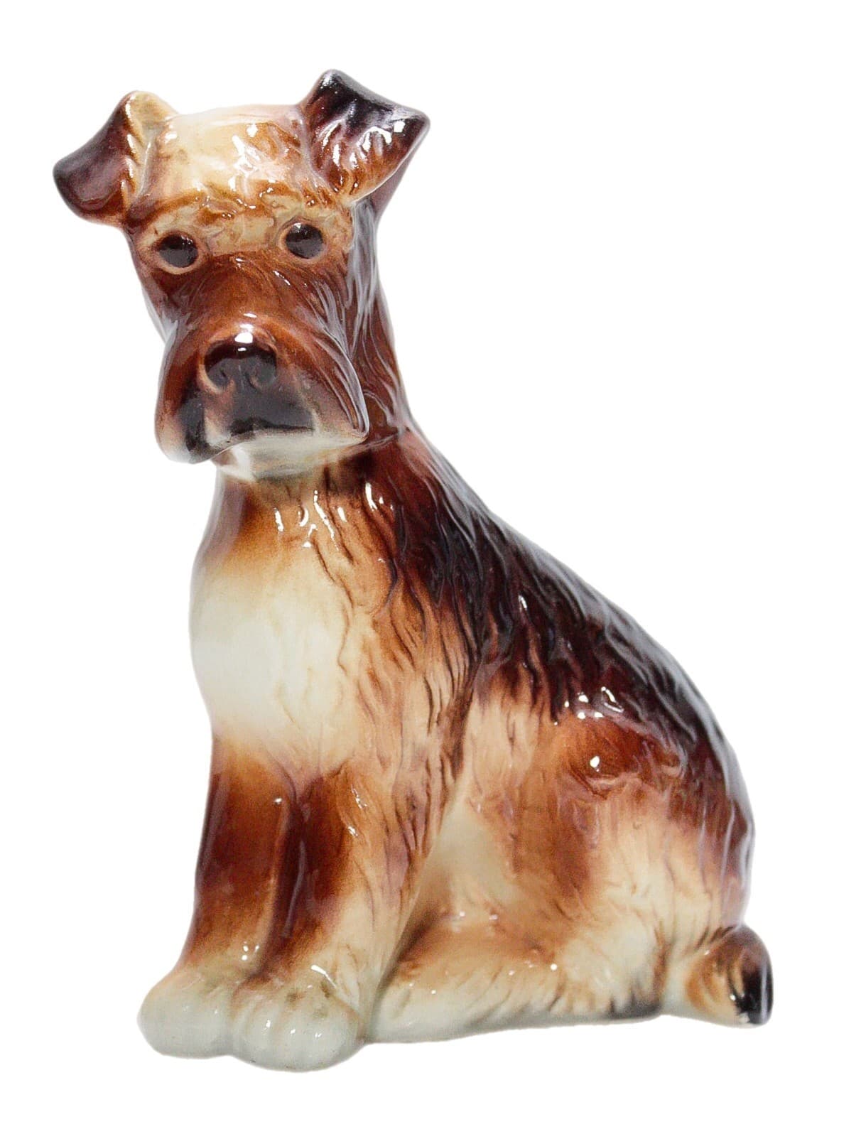 Vintage Hand Painted Fox Terrier Dog Brown & Black Porcelain Figurine - Image 1