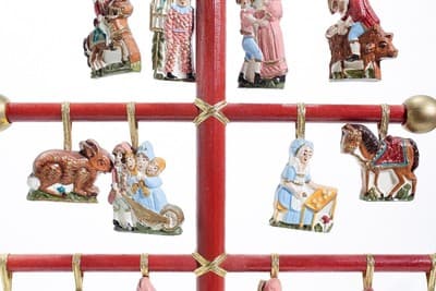 Vintage Wood Christmas Tree w/ 17 Hand Painted Ornaments Germany Extremely RARE - Thumbnail 6