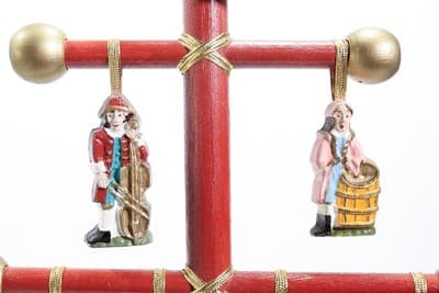 Vintage Wood Christmas Tree w/ 17 Hand Painted Ornaments Germany Extremely RARE - Thumbnail 4