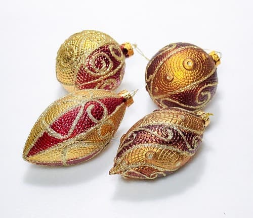 Set of 4 Ornament Textured & Jeweled Glitter Round Icicle Christmas Ornaments - Thumbnail 7