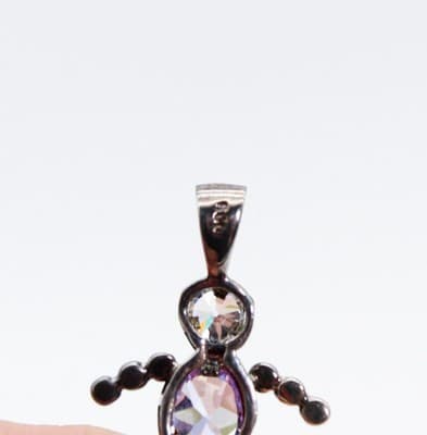 Vintage Sterling Silver 925 Faceted February Amethyst Birthstone Figural Pendant - Thumbnail 6