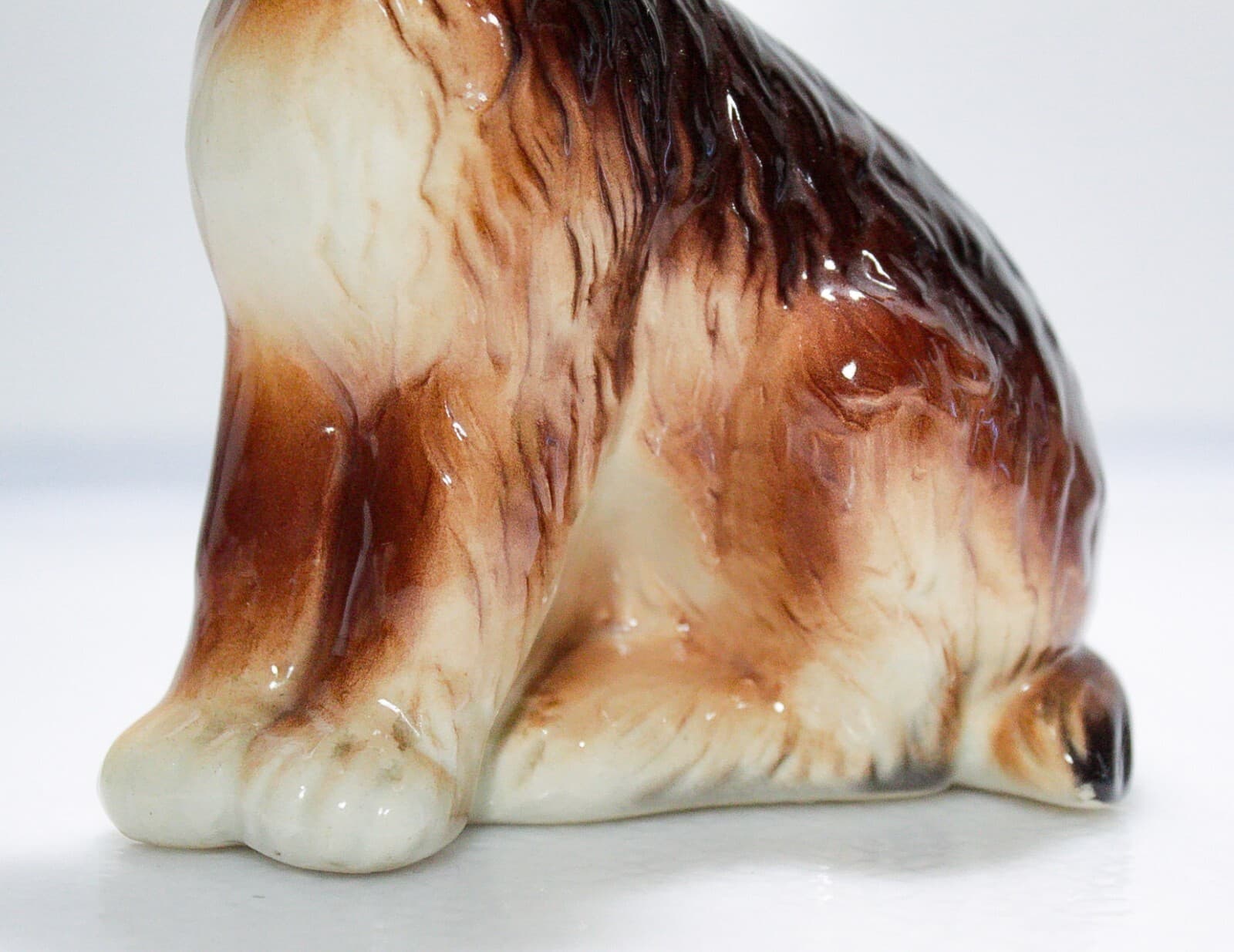 Vintage Hand Painted Fox Terrier Dog Brown & Black Porcelain Figurine - Thumbnail 3