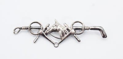 Vintage Sterling Silver 925 Horse Tack Crop Bar Pin Brooch - Thumbnail 5