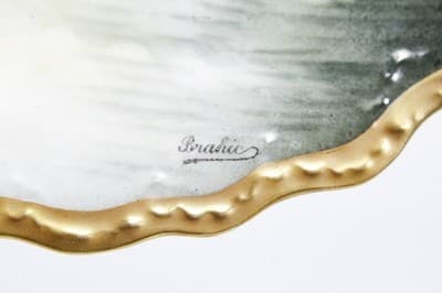 Antique Hand Painted Birds Gold Gilt Rim Limoges France Plate Signed BRAHIC - Thumbnail 4