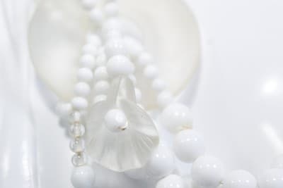 Vintage Hand Crafted Natural White Malachite & Glass Floral Beaded Multi-Strand - Thumbnail 4