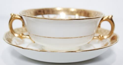 ADDERLEY England Vintage Gold Gilt Porcelain Boullion Cup & Saucer - Thumbnail 2