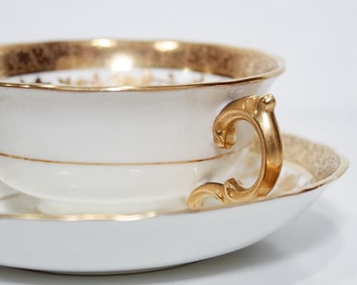 ADDERLEY England Vintage Gold Gilt Porcelain Boullion Cup & Saucer - Thumbnail 3