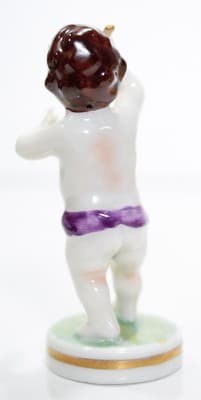 MULLER VOLKSTEDT Dresden Hand Painted Musician Cherub Porcelain Figurine - Thumbnail 5