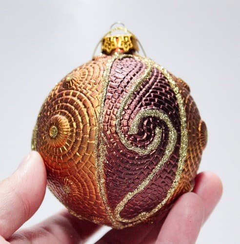 Set of 4 Ornament Textured & Jeweled Glitter Round Icicle Christmas Ornaments - Thumbnail 4