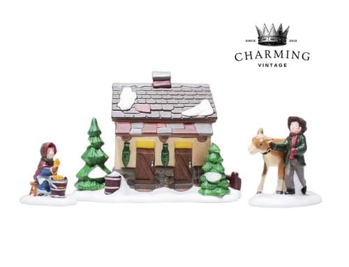 Department 56 "TENDING THE NEW CALVES" Christmas Heritage Village w/ Box - Image 1